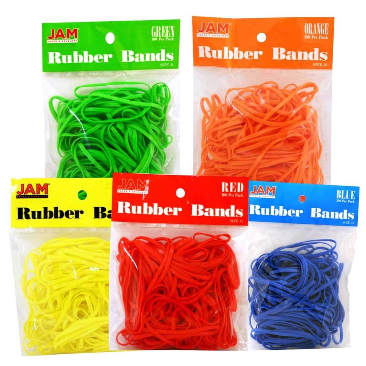 JAM Paper Size 33 Colorful Rubber Bands Set